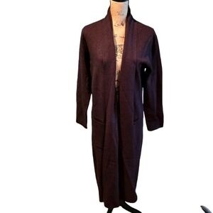 Maxsport Burgundy Long Duster Length Cardigan Sweater Size Large‎ New